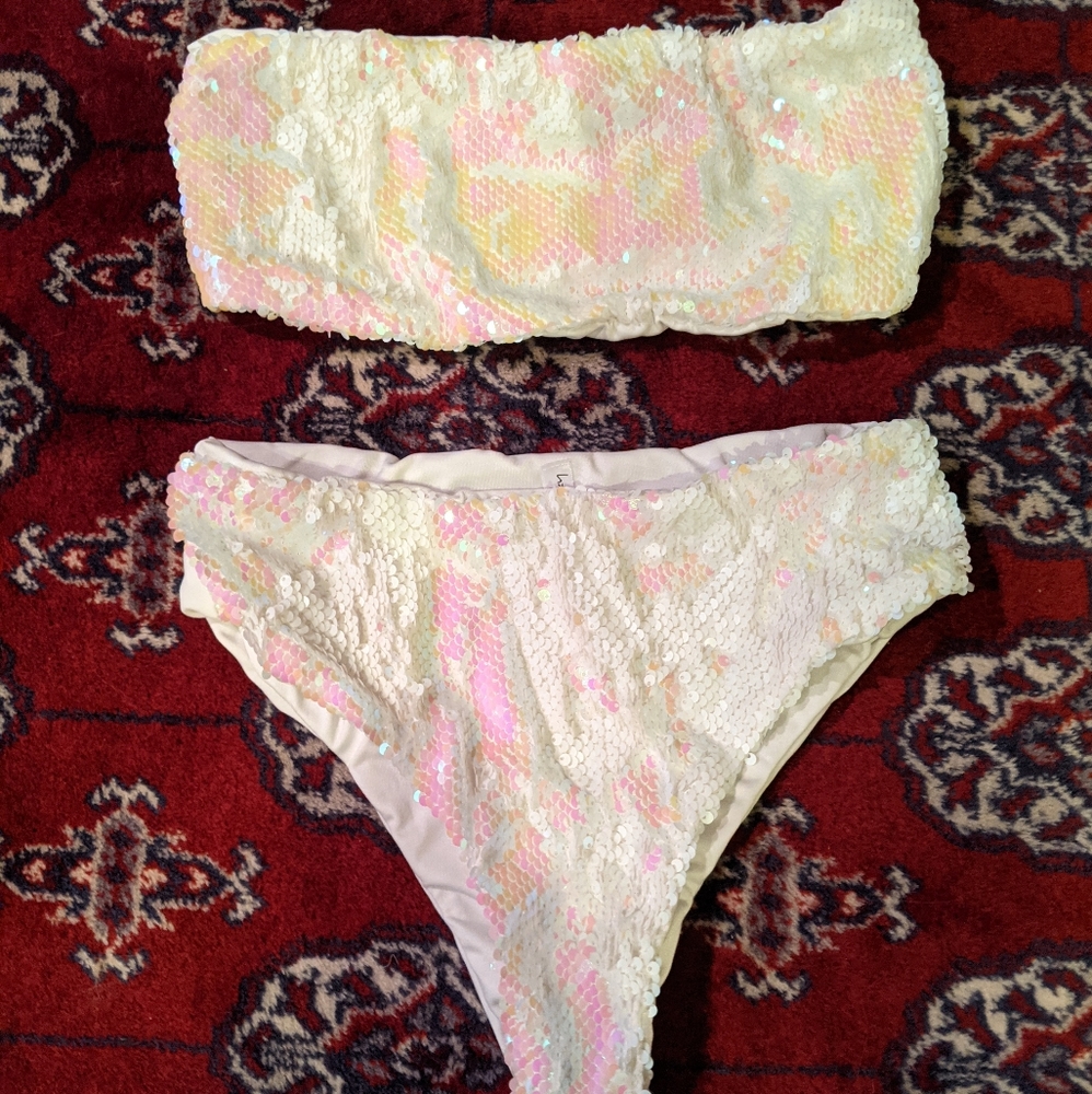 White sequin bikini